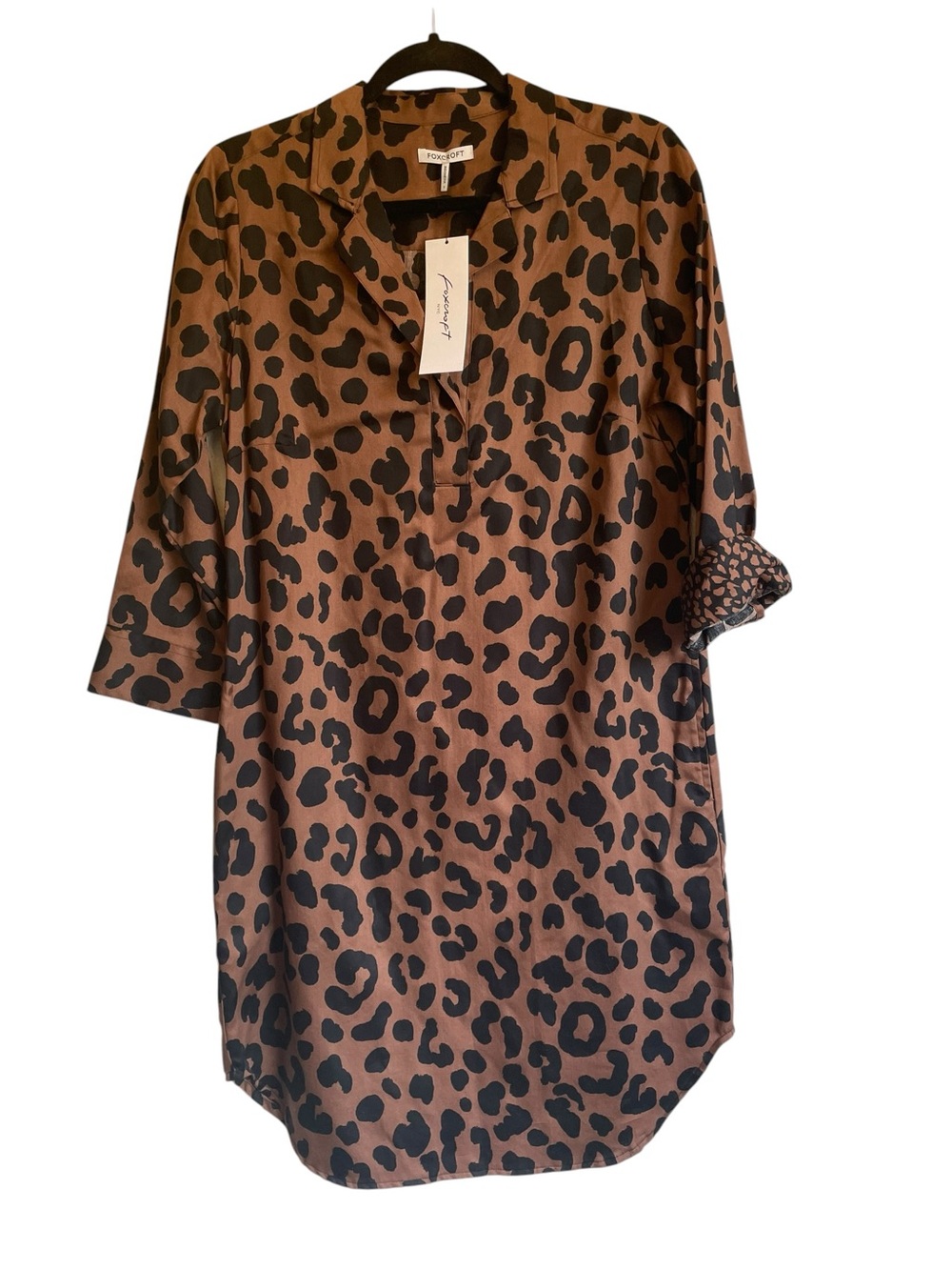 Foxcroft Sloane Cheetah Print Popover Shirtdress Macchiato/Black colorway 202408